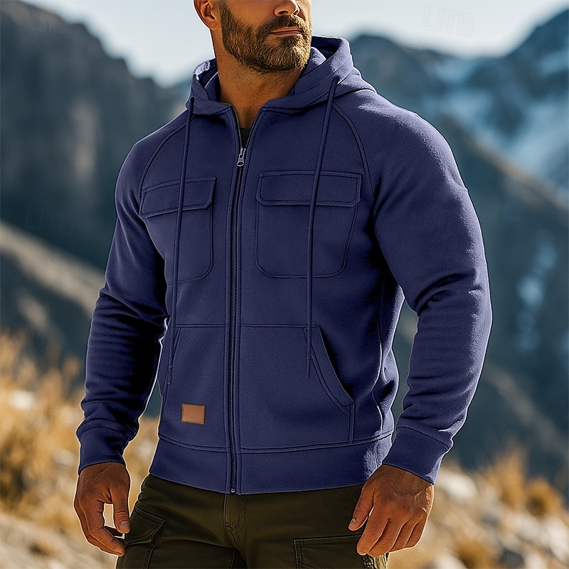 Hombre Sudadera Sudadera con capucha y cremallera de un cuarto Sudadera con capucha de lana Sudadera táctica con capucha Negro Verde Ejército Burdeos Azul Marino Azul Piscina Con Capucha Plano 2025 - $32.99 –P3
