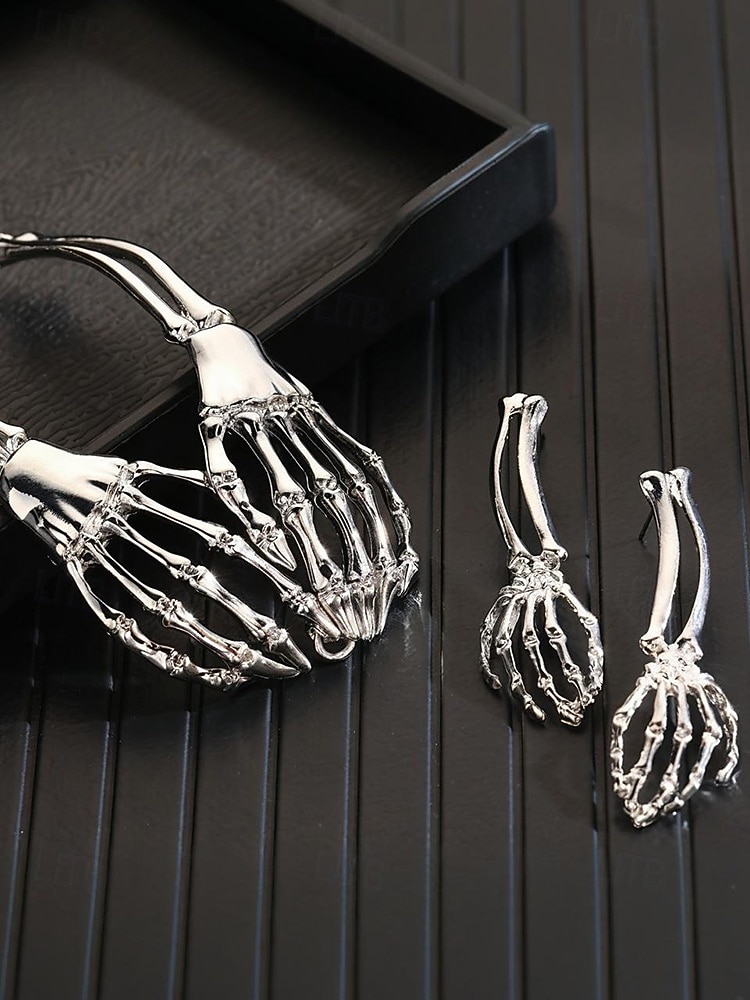 Σετ γυναικείων σκουλαρίκια κολιέ με σκελετό για το Halloween, σε γοτθικό πανκ στυλ, ιδανικό για πάρτι μεταμφιεσμένων και avant-garde κοστούμια 2025 - $11.99 –P4