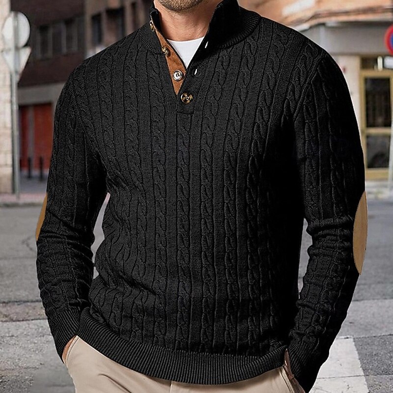 Herren Pullover Strickpullover Gerippt Stricken Normale Oberteile Knöpfe Gestrickt Einfach Henley Mode Basic Urlaub Alltagskleidung Bekleidung Herbst Winter Schwarz Weiß M L XL 2026 - $44.99 –P11