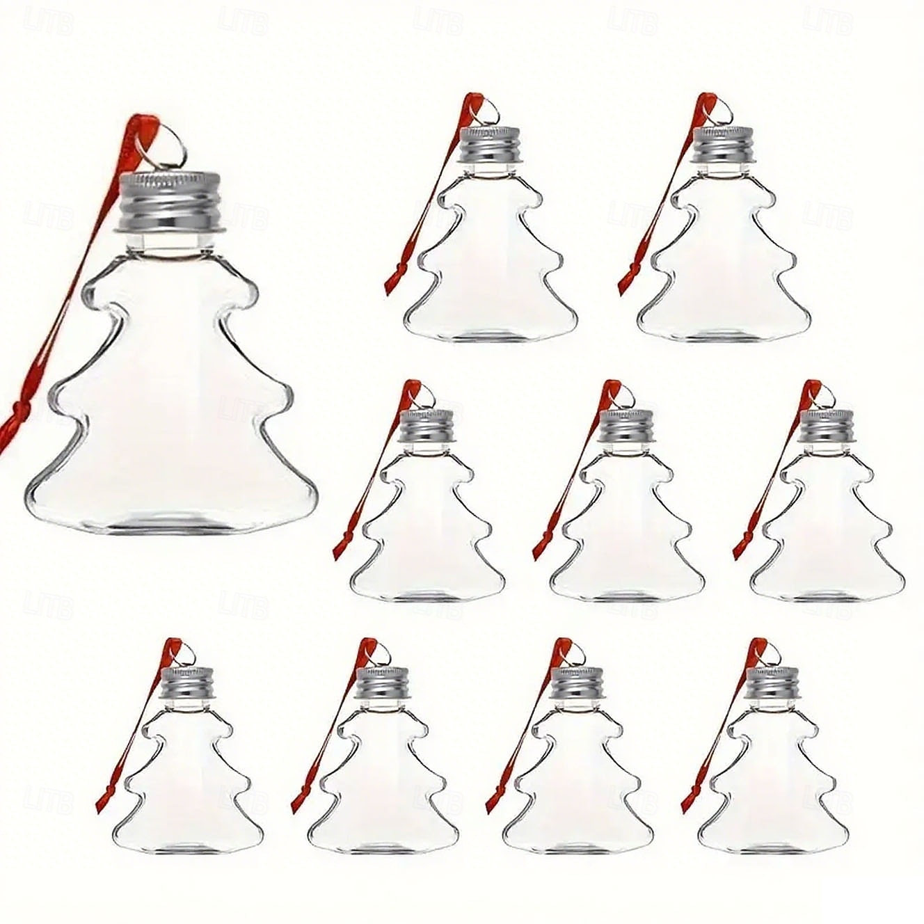 10 ks vánočních alkoholových kuliček sada plnitelných průhledných plastových vánočních ozdob na závěsné skleničky na panáky pro vánoční, domácí, sváteční, svatební, večírek a dekoraci 2025 - $11.99 –P15