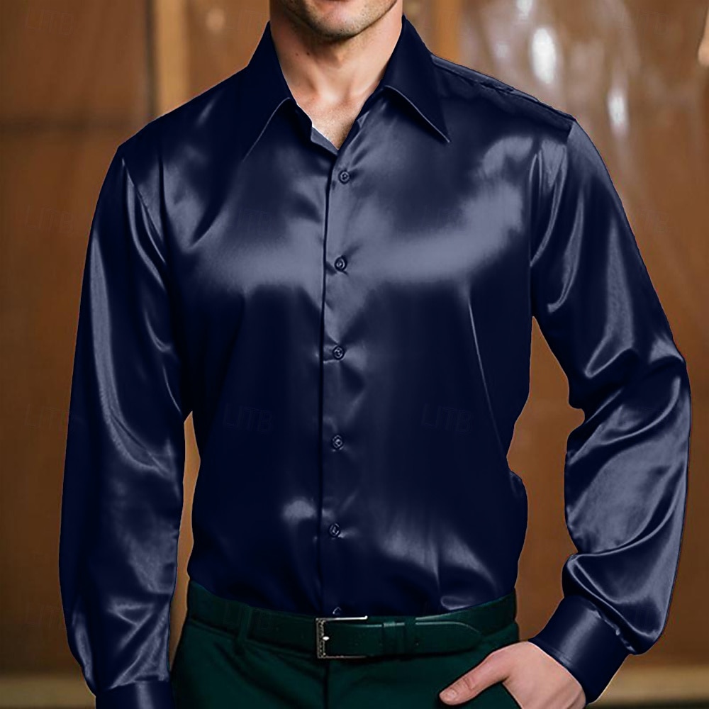 Per uomo Camicia Come la seta Camicia in raso Camicia elegante Camicia casual Camicia con Bottoni Semplice Formale Affari Nero Bianco Giallo Rosso Manica Lunga Bavero Primavera & Autunno Tutte le del 2025 a $21.99 –P7