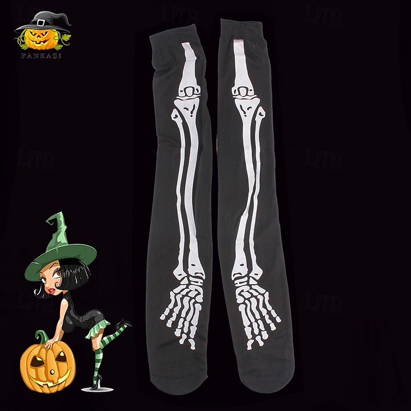 2 páry kostlivých lebek, halloweenských rukavic, ponožek a punčocháčů, které svítí ve tmě, hororových a strašidelných kostýmů pro dospělé a ženy, halloweenských karnevalových a párty kostýmů, snadné 2025 - $13.99 –P6