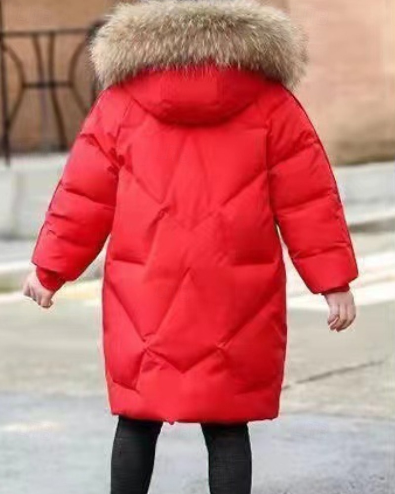 Copii Fete Jos Culoare solidă Modă Γούνινος Γιακάς Fermoar Buzunar Școală Palton Îmbrăcăminte exterioară 4-12 ani Iarnă Negru Roz Îmbujorat Roșu-aprins 2025 - $35.99 –P10