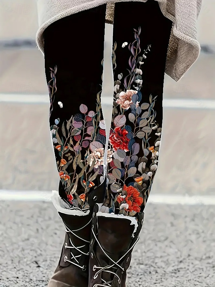 Damen Leggings Urlaub Vintage Ethno-Stil Knöchellang Hohe Taille Blumen Grafik 3D-Druck Schnelltrocknend Atmungsaktivität Weich Dehnbar Täglich Heim Outdoor Weiß Rot Grün Khaki Frühling Herbst 2026 - $21.99 –P4
