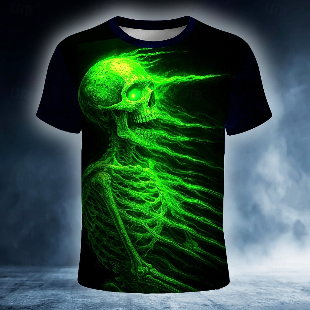 Halloween Ανδρικά Νεκροκεφαλές 3D Εκτύπωση 3D Μπλουζάκι Κοντομάνικο Κοντομάνικη μπλούζα 3D εκτύπωση Στρογγυλή Ψηλή Λαιμόκοψη Πουκάμισο Εξωγκωμένος Υψηλής Ποιότητας Φρίκης Πάρτι Δρόμος Αργίες 2025 - $20.99 –P1