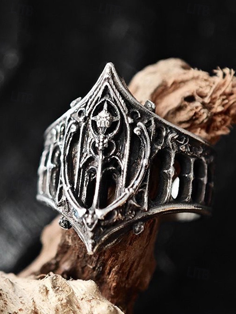Inel gotic din argint pentru femei – design complex inspirat de catedrală, perfect pentru Halloween, petreceri în costume și pasionații de fantezie 2025 - $9.99 –P4
