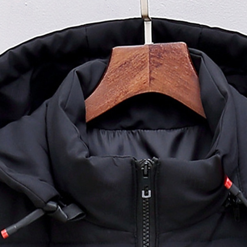 Herr Pufferväst Väst Gilet Semester Dagligen Datum Mode Ledigt Höst vinter Ficka Polyester Håller värmen Bekväm Ensfärgat Dragkedja Huva Normal Svart Grå Väst 2025 - $29.99 –P5