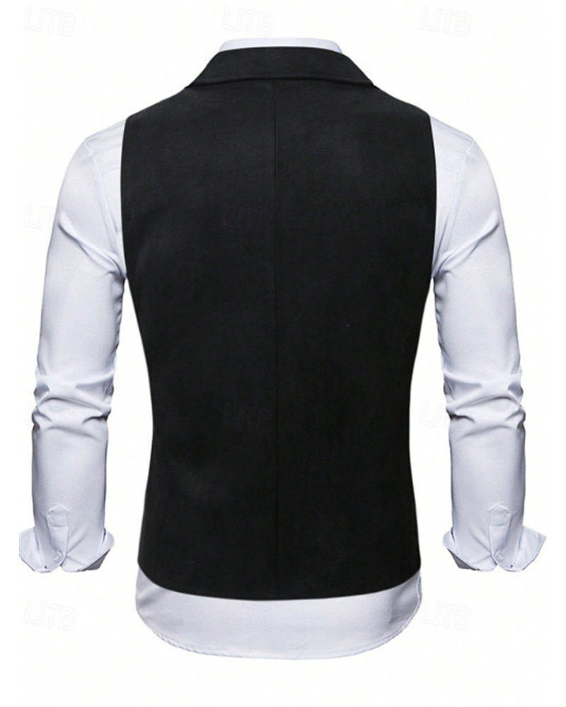 Ανδρικά Veste Γιλέκο Gilet Διακοπές Πάρτι Επιχείρηση Μοντέρνα Καθημερινό Άνοιξη Φθινόπωρο Κουμπιά Πολυεστέρας Άνετο Σκέτο Σταυρωτό Πέτο Κανονικό Μαύρο Βαθυγάλαζο Καφέ Γιλέκο 2025 - $32.99 –P6