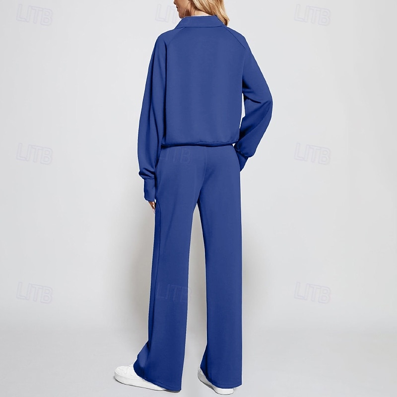 نسائي بدلة رياضية بنطلونات بنطلون واسع الساق دانتيل جيب لون سادة أطقم ملابس رياضية الخريف أسود أبيض الصالة الرياضية رياضات ركض ضد الهواء كم طويل رياضة ألبسة رياضية قابل للبسط عادي 2025 - $34.99 –P20