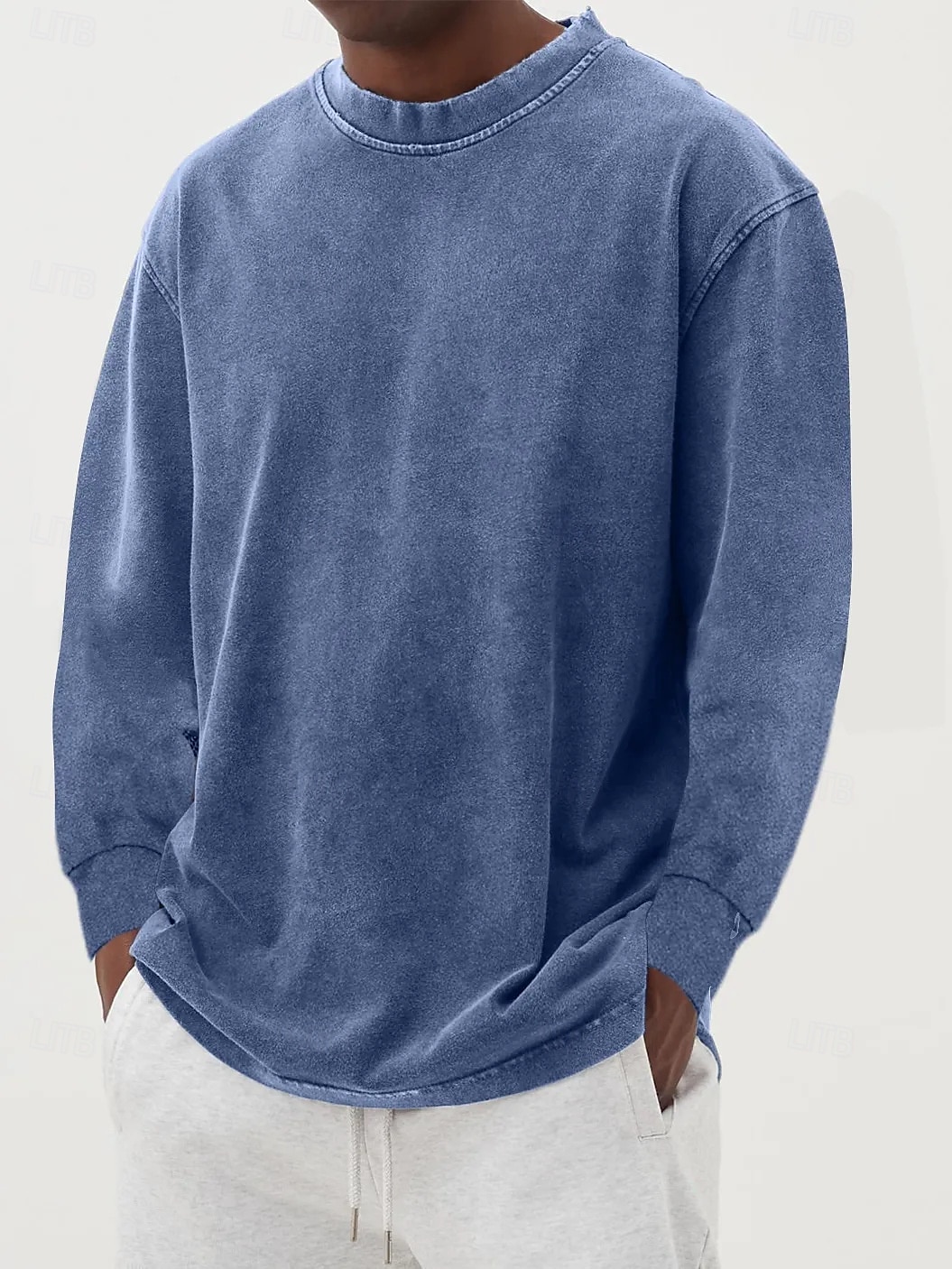 Herren T-Shirt Langarmshirt Langarm Rundhalsausschnitt Herbst Winter Retro Einfarbig Mode Designer Nostalgisch Mode Jahrgang Urlaub Straße Ausgehen Schwarz Himmelblau Olive Top T-Shirt für Herren 2025 - $27.99 –P3
