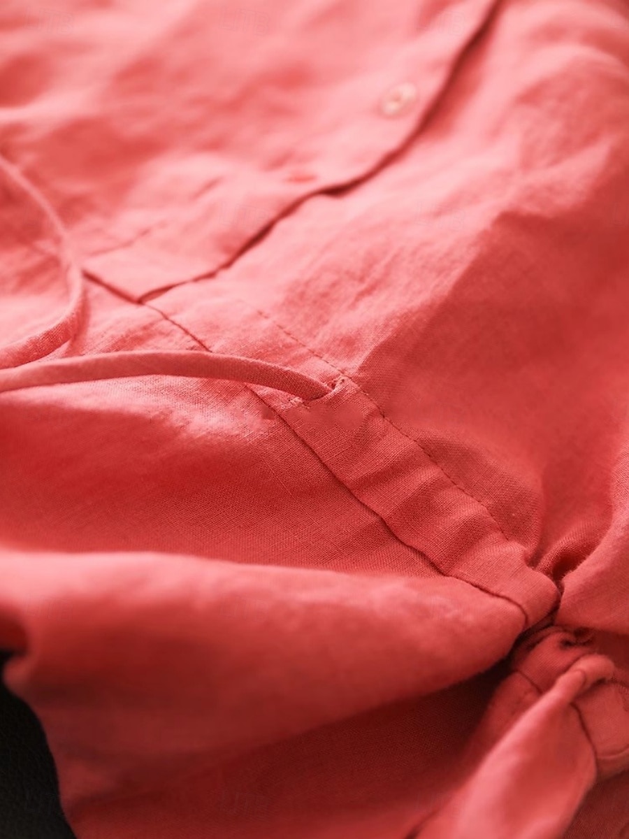 Femmes Robe Midi Robe trapèze Robe d'été Occasionnel Quotidien Coupe régulière Uni Manche Courte Col montant Jaune Rouge Été de 2025 ? $38.99 –P4