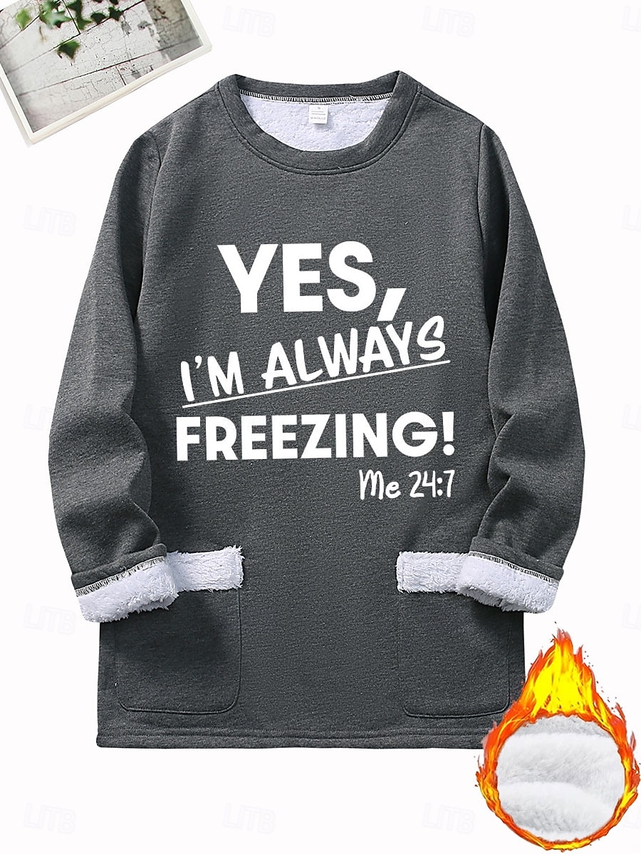 Γυναικεία Φούτερ πουλόβερ Pullover Τσέπη Στάμπα Γραφική Γράμμα Ζεστό Μοντέρνα Καθημερινό Μακρυμάνικο Στρογγυλή Ψηλή Λαιμόκοψη Στρογγυλή Λαιμόκοψη Μακριές μπλούζες Δρόμος Καθημερινή Ένδυση 2026 - $27.99 –P4