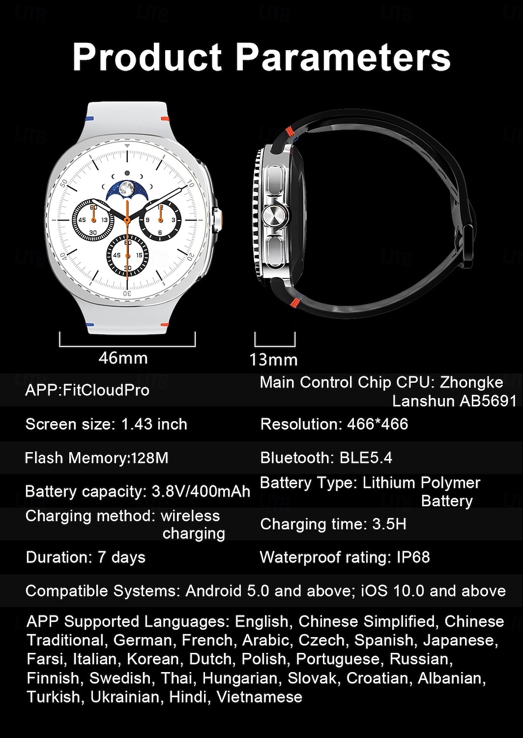 2025年 HC8 スマートウォッチ 1.43 インチ スマート·ウォッチ ブルートゥース 歩数計 着信通知 アクティビティトラッカー と互換性があります Android iOS 女性 男性 長時間スタンバイ 防水 メディアコントロール IP68 22mmウォッチケース  コレクション – $49.99 –P13