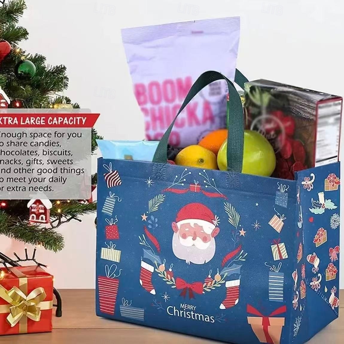 16 pungi cadou de Crăciun – pungi mari din material nețesut pentru cumpărături de sărbători, împachetare cadouri, cadouri de petrecere, ambalaje de Crăciun &pungi de cadou reutilizabile 2025 - $25.99 –P10