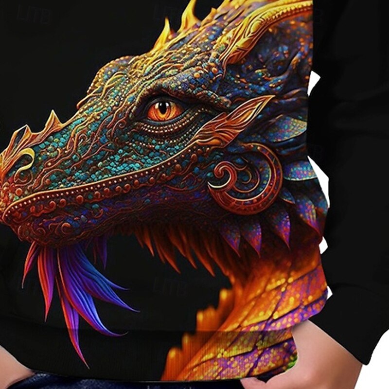 Gutt 3D Dinosaur Hattetrøje Langermet Vår Høst Mote Gatemote Barn 4-12 år Med hette utendørs Avslappet Daglig Normal 2025 - $18.99 –P7