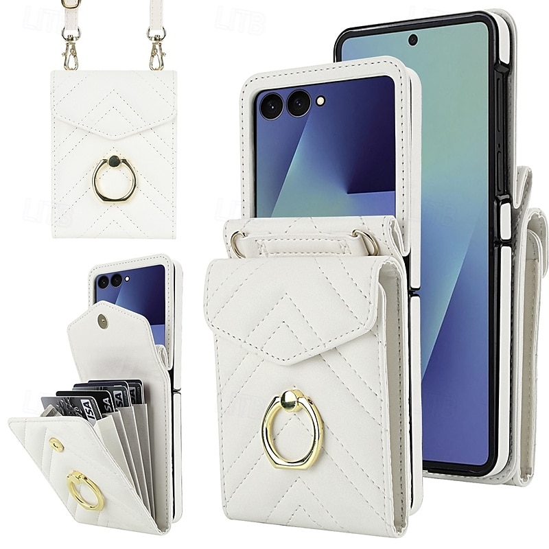τηλέφωνο tok Για Samsung Galaxy Z Flip 7 Z Flip 6 Z Flip 5 Z Flip 4 Θήκη κάρτας πορτοφολιού με τον Lanyard Υποδοχή κάρτας Δαχτυλίδι πόρπη Ρετρό TPU PU δέρμα 2025 - $25.99 –P4