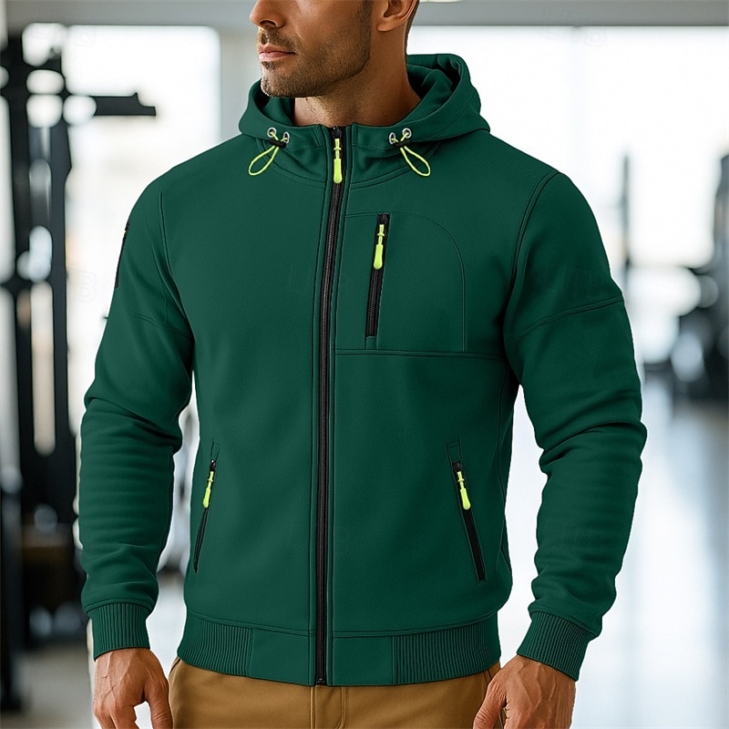 Per uomo Felpa con cappuccio Felpa con cappuccio a zip intera Felpa con cappuccio in pile Felpa con cappuccio tattica Nero Bianco Borgogna Blu marino Blu Con Cappuccio Semplice Cerniera Sport del 2025 a $23.99 –P8