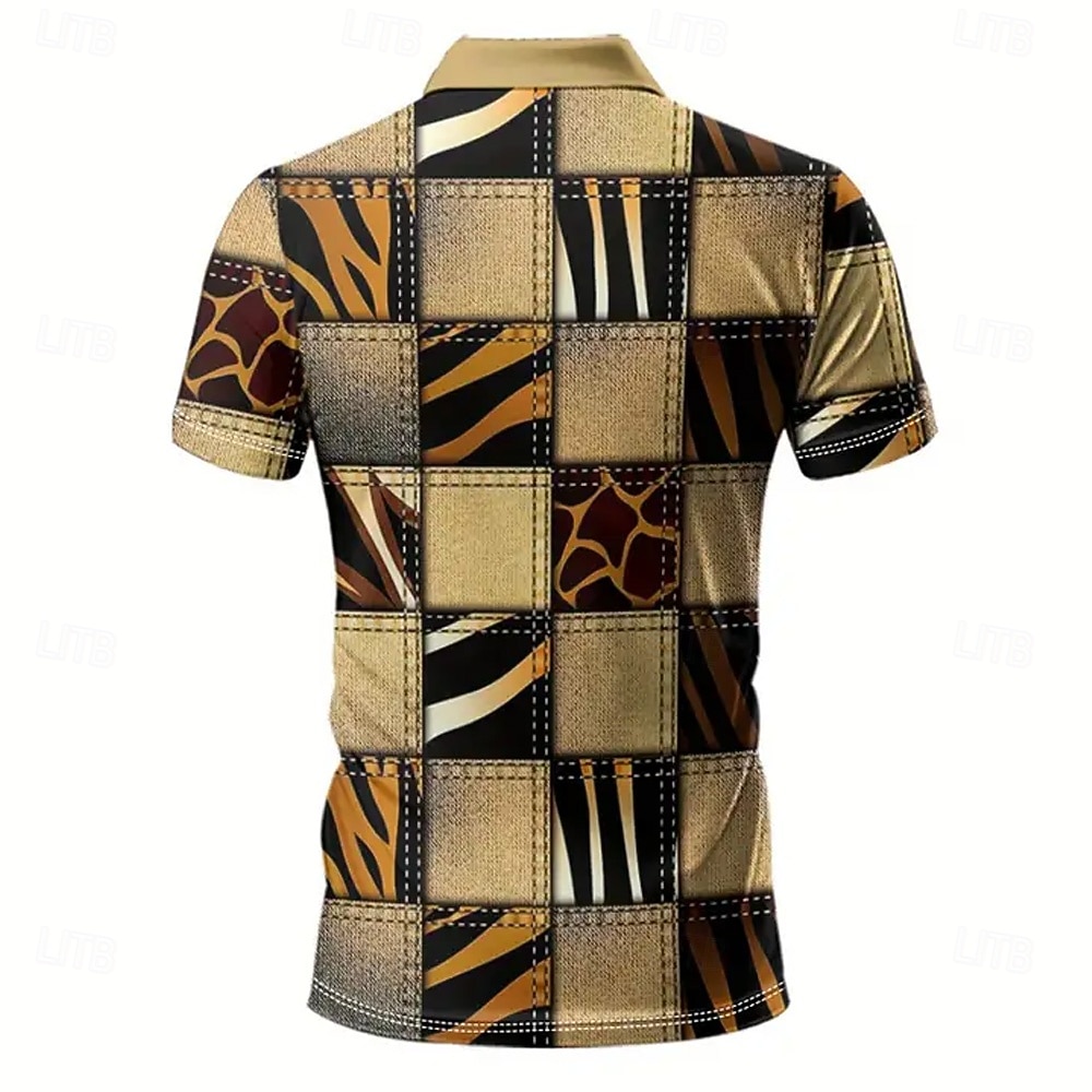Herren Geometrisch Polo Kurzarm Polo-Shirts Hemden mit Kragen Lässig Athleisure 3D-Druck Knöpfe Sommer Blau Braun Grün 2026 - $21.99 –P5