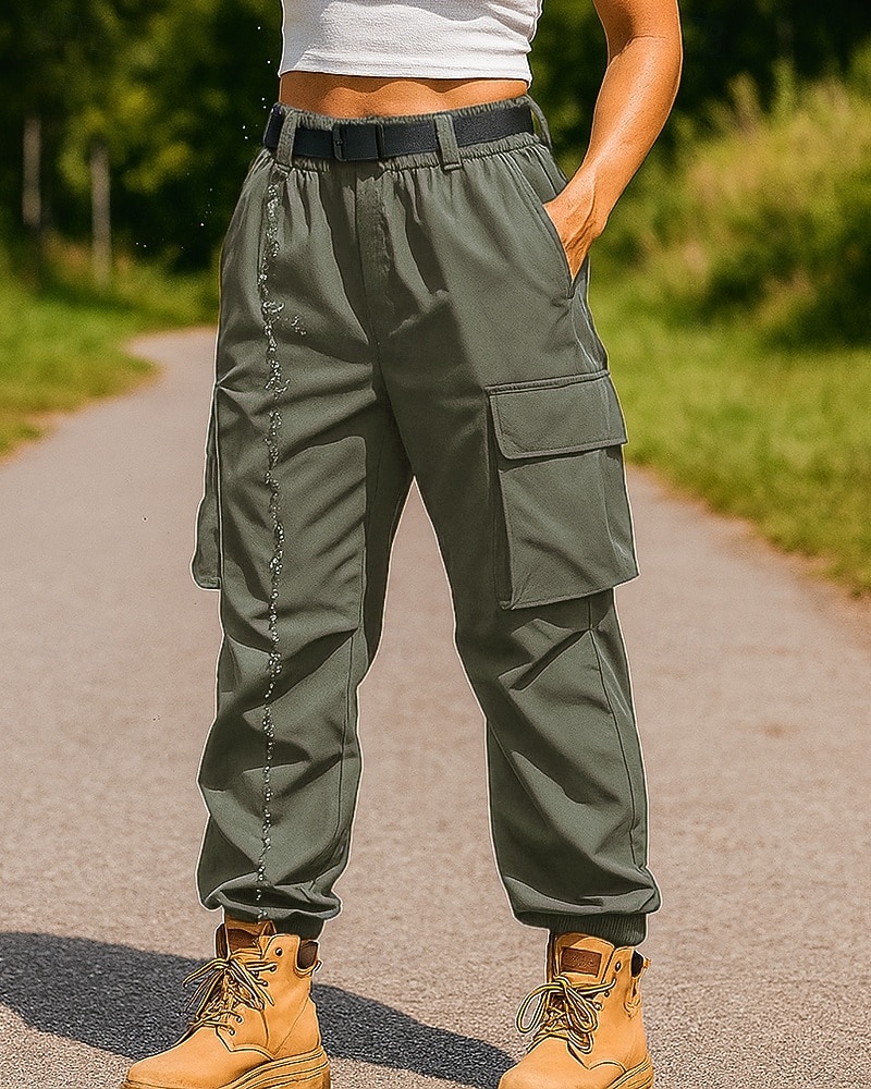 Per donna Pantaloni Cargo Pantaloni da escursionismo Esterno Vestibilità regolare Impermeabile Antivento Pantaloni Tasca Nero Bianco Campeggio / Escursionismo Corsa S M L XL XXL del 2025 a $35.99 –P6