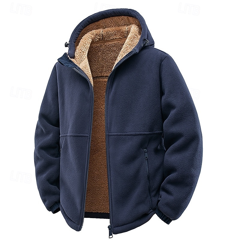 Ανδρικά Μπουφάν fleece Causal Ρούχα Γυμναστικής Τσέπη Με Κουκούλα Φθινόπωρο Χειμώνας Συμπαγές Χρώμα Ενεργό Ουδέτερος Κολάρο Πουκαμίσου Κοντό Μαύρο Βαθυγάλαζο Καφέ Πράσινο του τριφυλλιού Σακάκια 2026 - $47.99 –P13