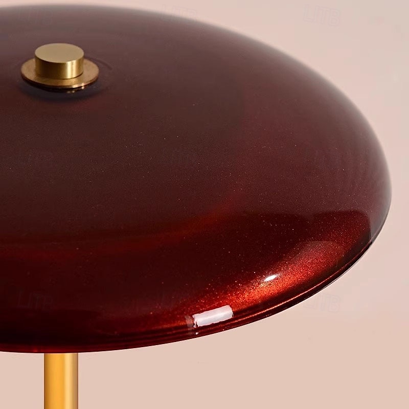 Candeeiro de mesa redondo de vidro e madeira de latão retrô contemporâneo com cilindro LED para cabeceira de 2025 por $252.39 –P2