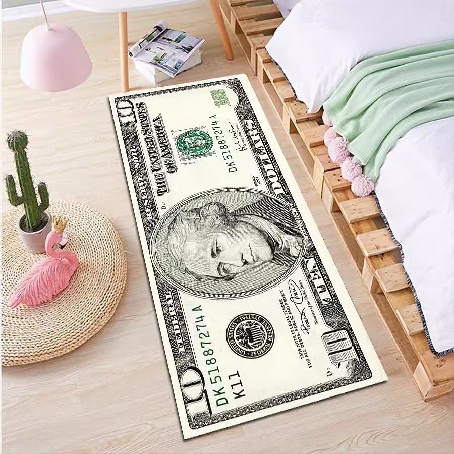 tapis créatif en forme de dollar, tapis de sol au design monétaire pour la cuisine, la chambre, la table de chevet, l'entrée et la décoration de la maison de 2026 ? $20.99 –P5
