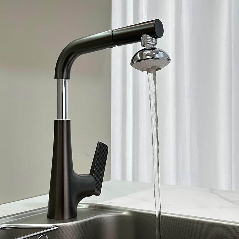Robinet de cuisine - Poignée unique à un trou Électroplaqué / Finitions peintes Extractible / Rétractable / Bec Standard Ensemble central Moderne Contemporain Kitchen Taps de 2025 ? $145.99 –P6