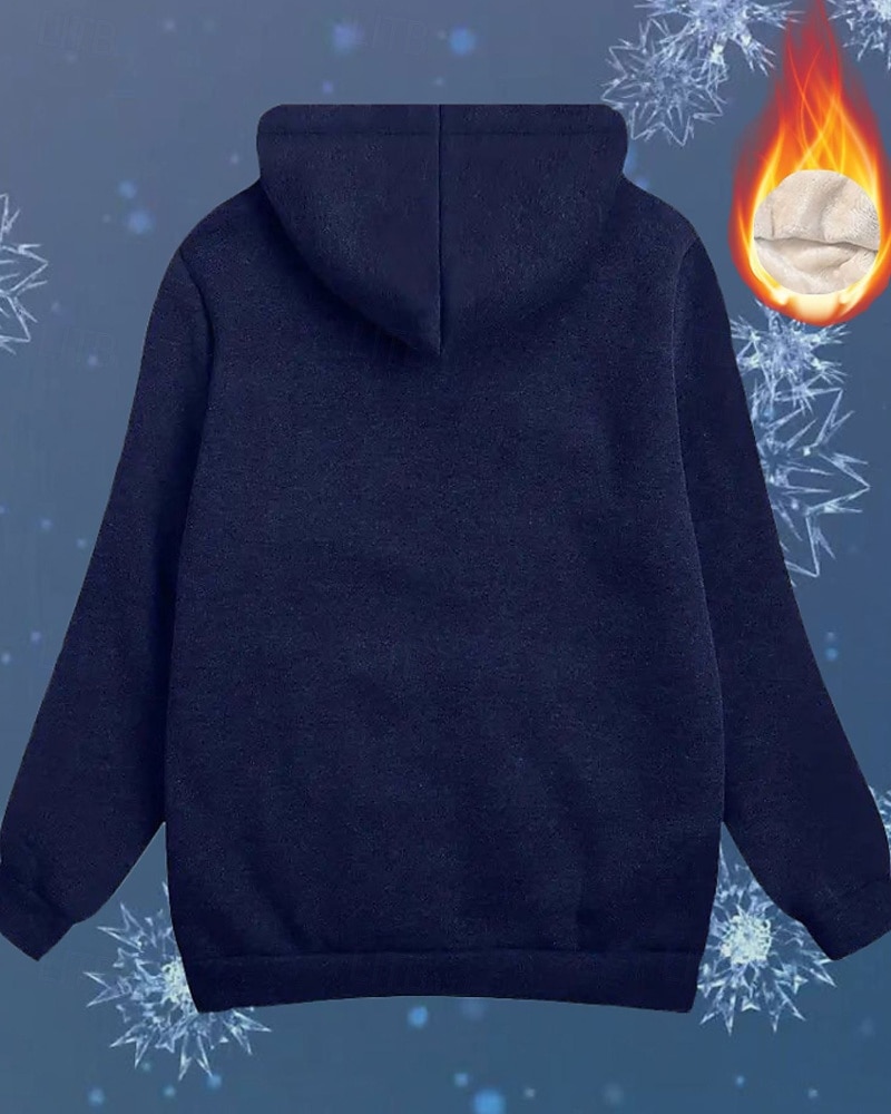 Mulheres Pulôver Moletom Com Capuz Letra Roupa de rua Casual Manga Longa Com Capuz Tops regulares Rua Feriado Imprimir Azul Marinha Cinzento Claro Inverno de 2025 por $22.99 –P2