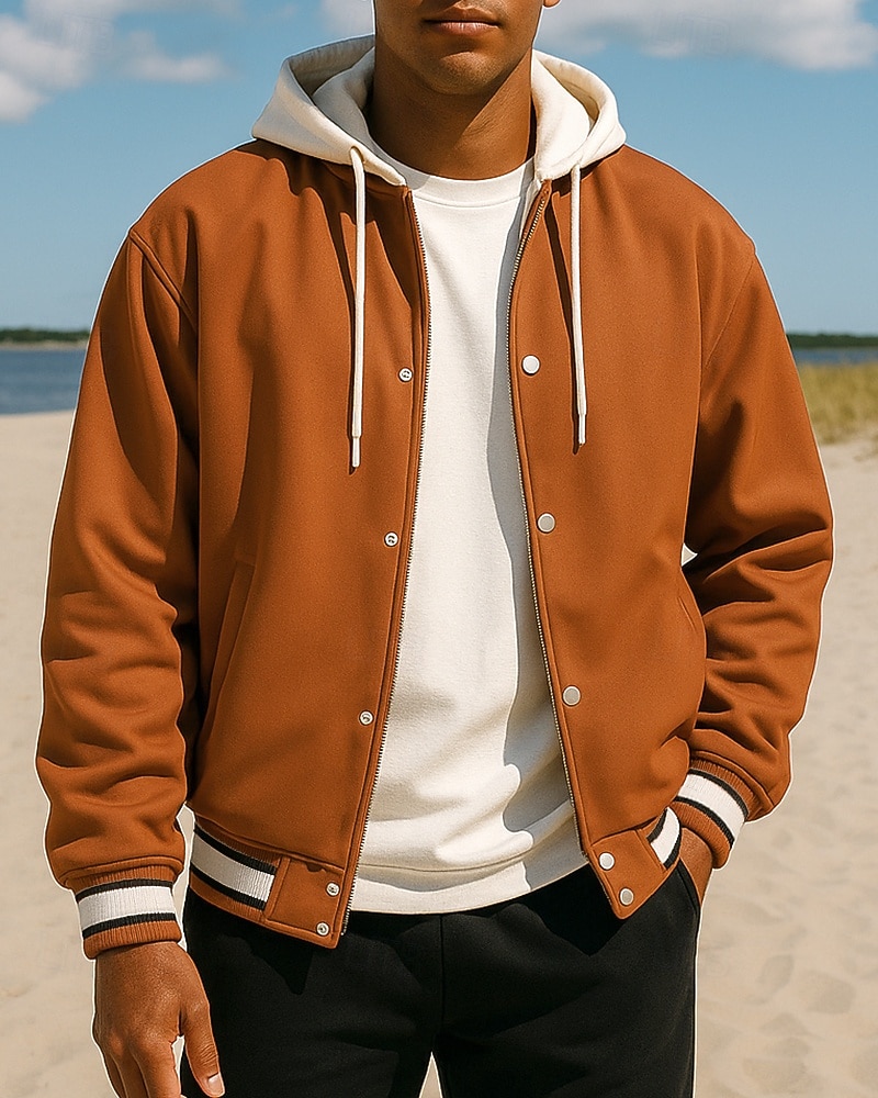 Herr Färgblock Utomhusjacka Basebolljacka Vår Höst Med fickor Långärmad Sport Andningsfunktion Utomhus Resor Sport Svart Brun Beige Sportkläder Sportkläder 2026 - $50.99 –P3