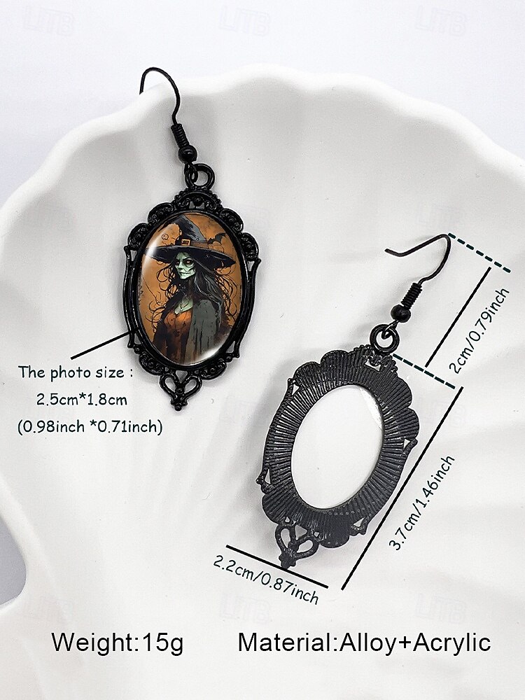 Halloween heksen sieradenset voor dames – gotische zwarte hanger ketting en oorbellen met volle maan ontwerp voor feesten, cosplay en het nachtleven 2025 - $9.99 –P8