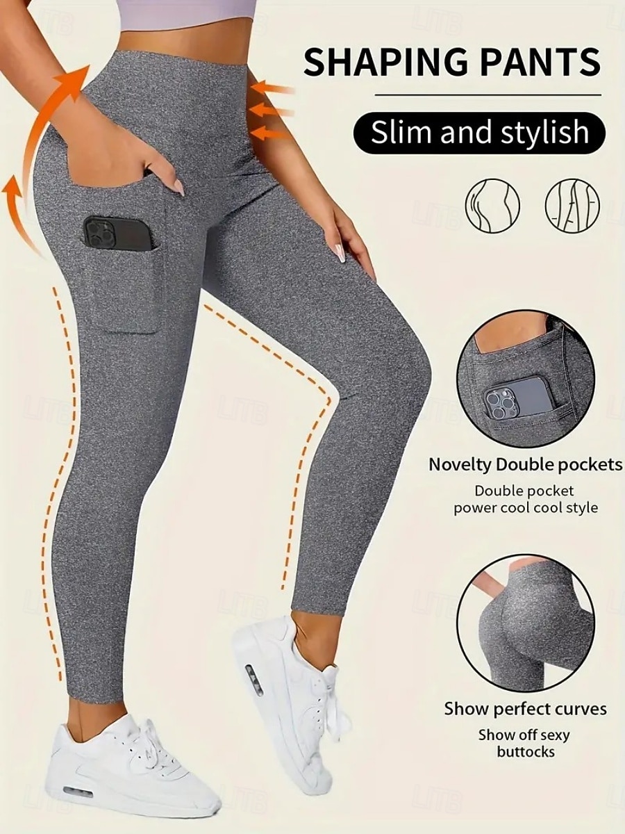 Damskie Getry Moda Codzienny Pełna długość Wysoka talia Jednokolorowe Kieszeń Wysokie cięcie Oddychalność Miękka Wygodny Wysoka elastyczność Wino Granatowy Czarny Szary Jesień Zima Opinający / a 2025 - $22.99 –P2