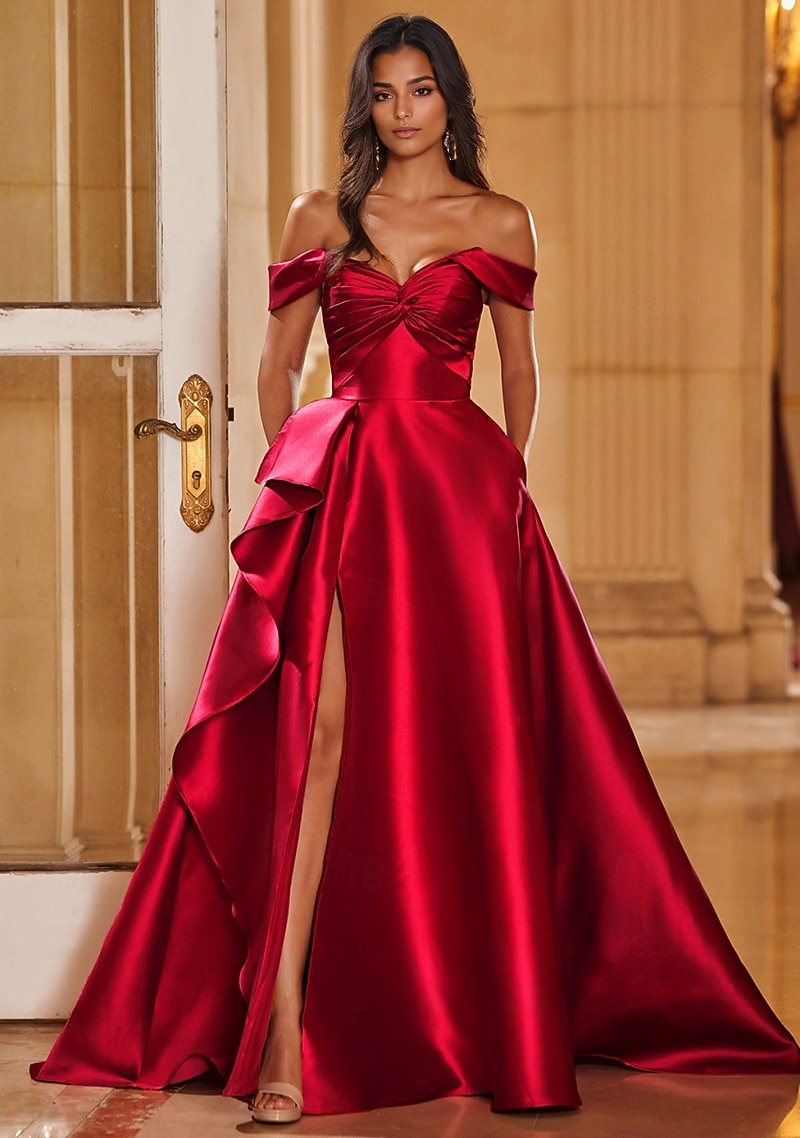 formal shirt dress women Plus Sequin Long Sleeve V-Neck Formal Dress, Satin Mermaid Train Even Burgundy / 1XL