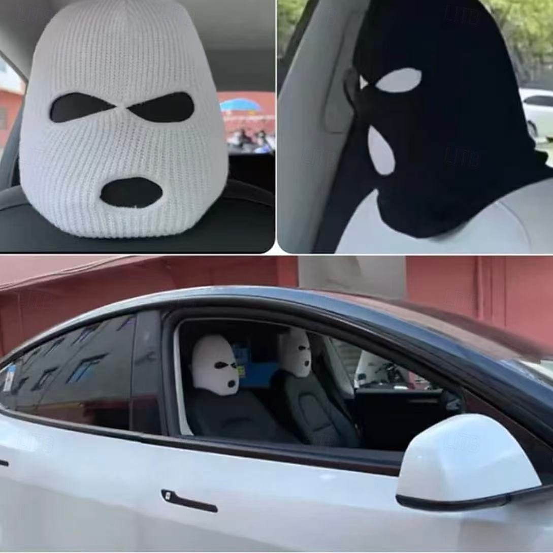 2 kpl henkilökohtainen hauska hattu auton istuimen päänsuojaan, universaalit auton niskatuen suojat, hauska persoonallisuus auton sisustuskoristeet, musta &valkoinen 2026 - $12.99 –P5