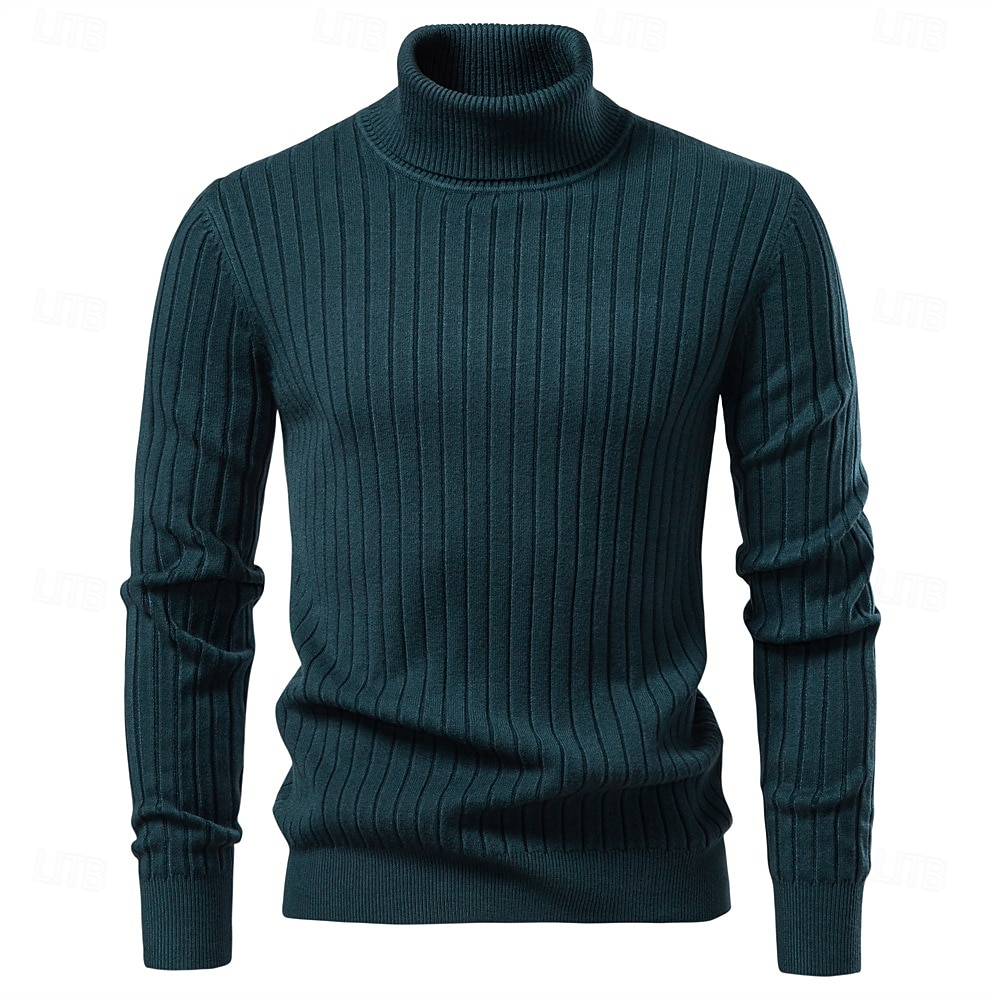 Homme Pull Tricoter Hauts Réguliers Couleur Unie Col roulé Élégant ancien École Vacances Vêtement Tenue Printemps Automne Noir Marine foncé S M L de 2026 ? $26.99 –P1