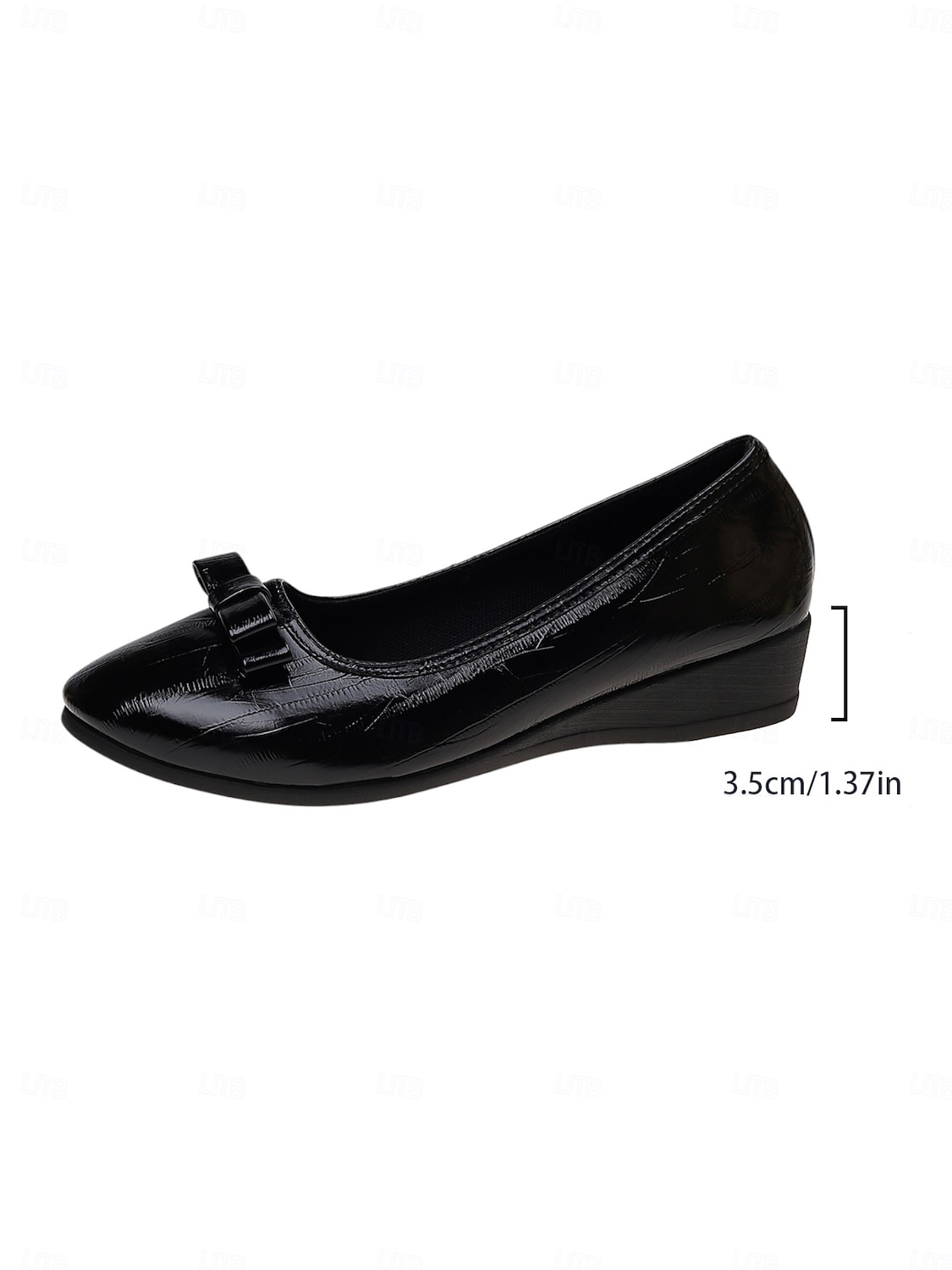 Röda dambalettskor i lackat konstläder med rosettdetalj, rund tå och slip-on-modell, bekväma vardagsskor för höstens vardagskläder och kontorskläder 2025 - $19.99 –P4