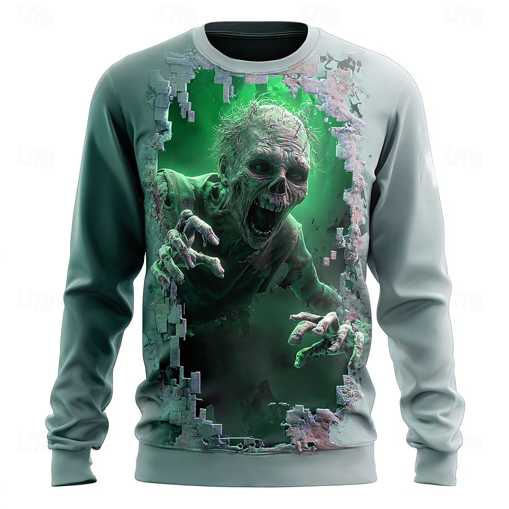 Herre Zombier Genser Punk Fest Gotisk Langermet Crew-hals Feriereise Rød Blå Grønn Crewneck 3D Alle årstider Designer S M L XL XXL XXXL 2026 - $32.99 –P2