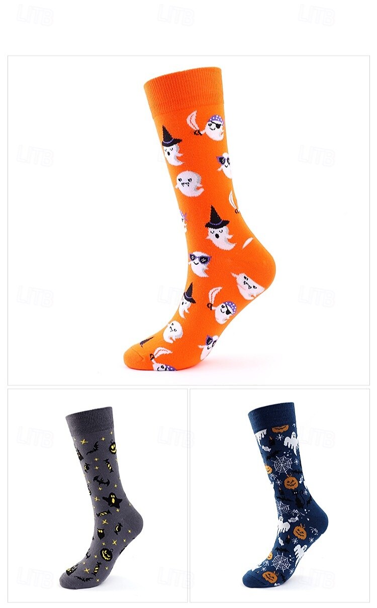 Calcetines largos de algodón de Halloween, calcetines con estampado de dibujos animados por encima de la pantorrilla para hombres y mujeres, medias deportivas hasta la rodilla resistentes a los olores 2025 - $7.99 –P3