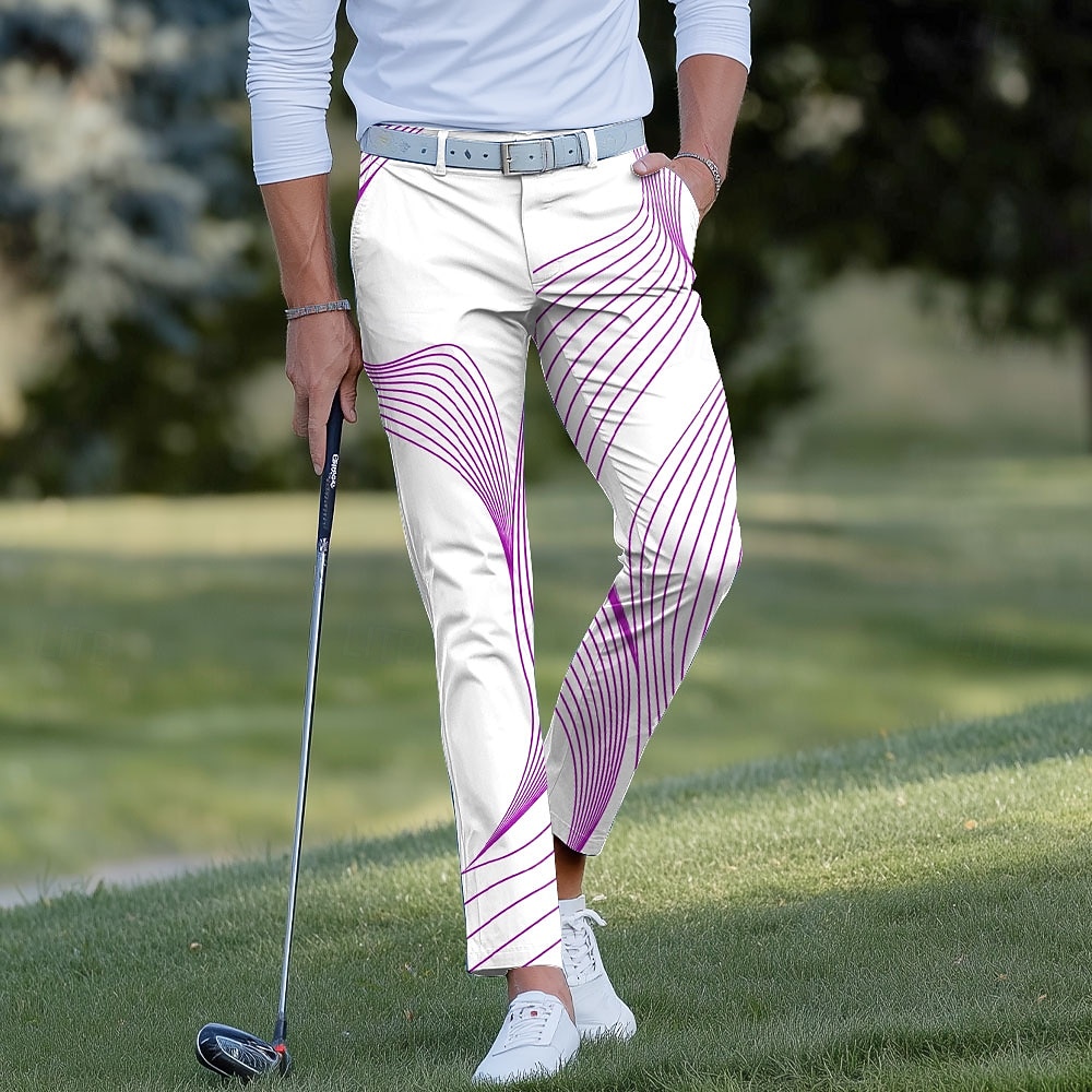 Per uomo Sfumatura A righe Onde Pantaloni Eleganti Pantaloni da golf Pantaloni Misura del girovita medio Casual Sport all'Aperto Pantaloni slim fit con tasche Primavera Autunno Stampa 3D Blu Viola del 2026 a $31.99 –P5