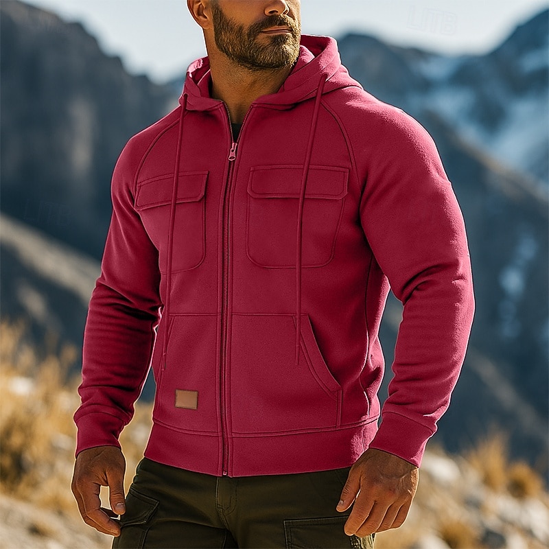 Hombre Sudadera Sudadera con capucha y cremallera de un cuarto Sudadera con capucha de lana Sudadera táctica con capucha Negro Verde Ejército Burdeos Azul Marino Azul Piscina Con Capucha Plano 2025 - $32.99 –P5