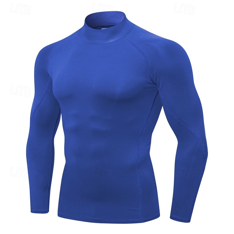 Муж. Компрессионная футболка Базовый слой для тренировок Тренировочные топы Длинный рукав Верхняя часть Одежда для спорта и отдыха Осень Однотонный Быстровысыхающий 2025 - $21.99 –P8