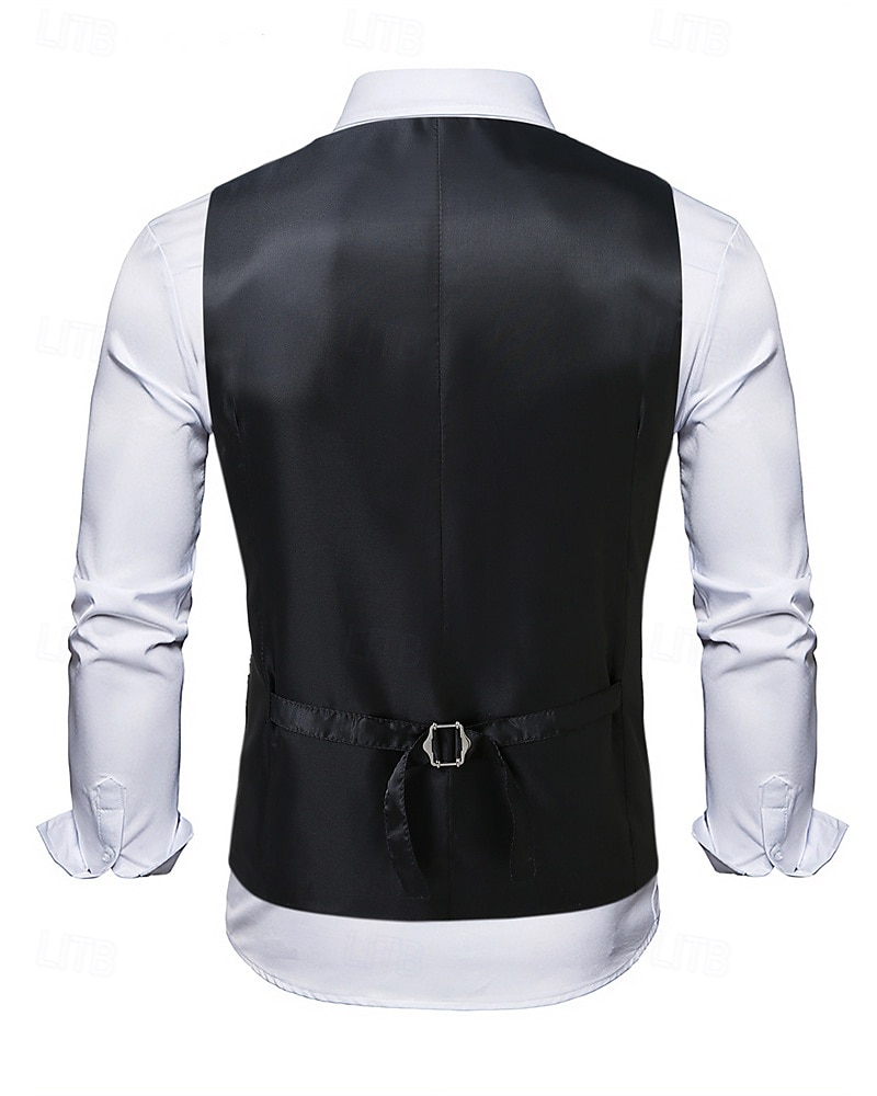 Herren Weste Gilet Urlaub Party Geschäft Mode Lässig Frühling Herbst Tasche Knöpfe Pailletten Polyester Bequem Beflockung Einreihig Ein-Knopf Steigendes Revers Normale Passform Gold Weste 2025 - $38.99 –P3