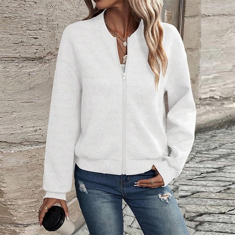 Per donna Cappotto Giacca Casual Confortevole Traspirante Cerniera Tasca Moda Moderno Casual Semplice Uscire Weekend Cerniera Regolare Collo alla coreana Vestibilità regolare Manica Lunga Capispalla del 2025 a $23.99 –P8