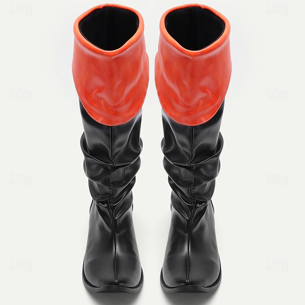 Bottes hautes noires et rouges pour hommes, en similicuir, style pirate rétro, pour Halloween et cosplay de 2025 ? AU $84.99 –P4