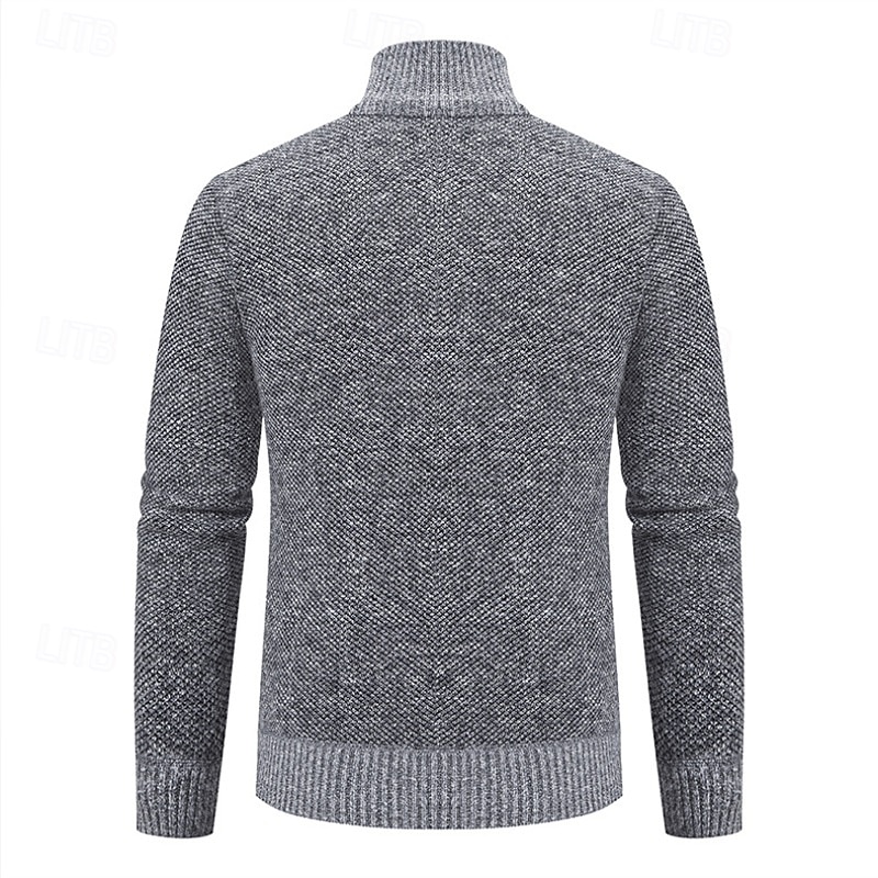 Herren Pullover Kleid Pullover Strickjacke Reißverschluss-Pullover Strickpullover Gerippt Stricken Normale Oberteile Gestrickt Gerippt Einfach Rollkragen Mode Schals Formell Geschäft Bekleidung 2025 - $29.99 –P5