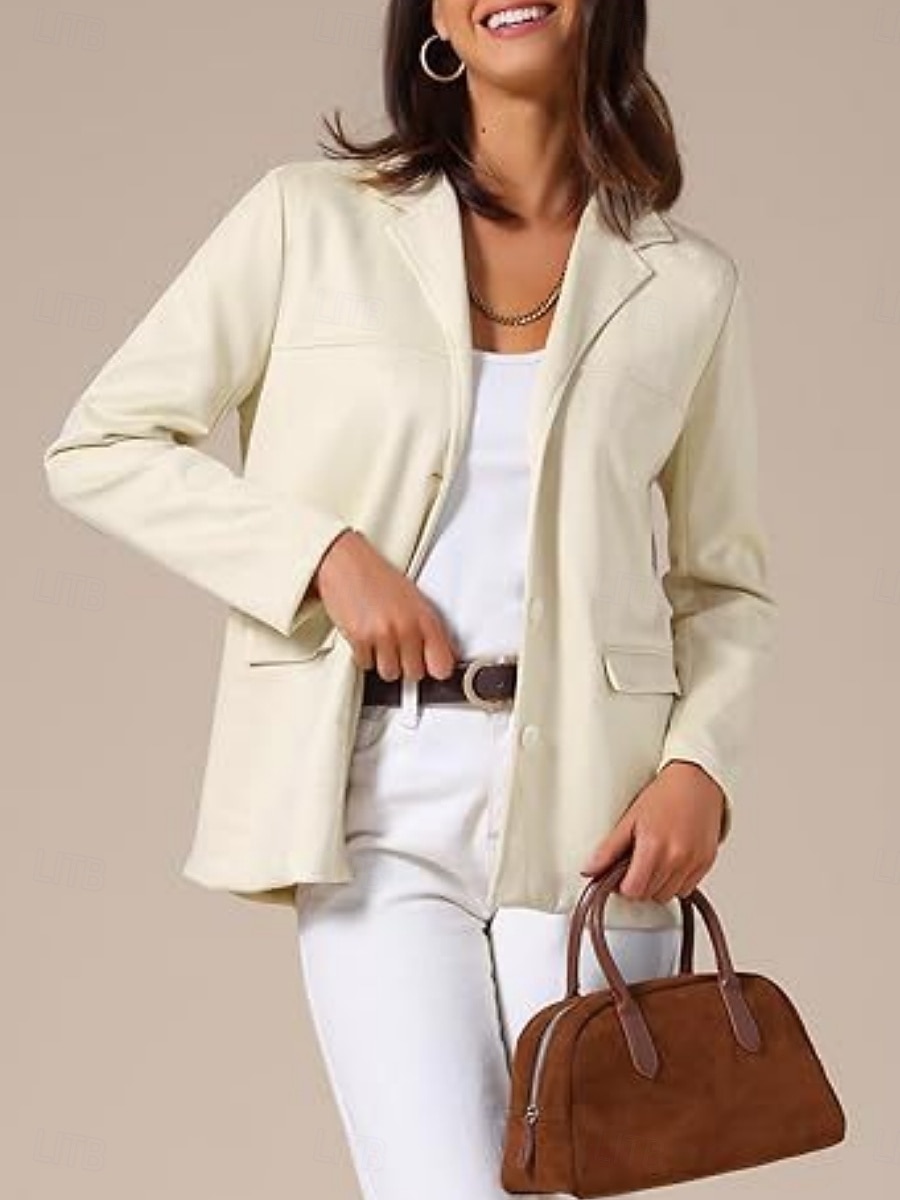 Femmes Veste Décontractée Confortable Respirant Boutons ancien Occasionnel Uni Vacances Rue Occasionnel Tenue quotidienne Simple Boutonnage Régulier Col Rabattu Coupe régulière manche longue de 2025 ? $33.99 –P14