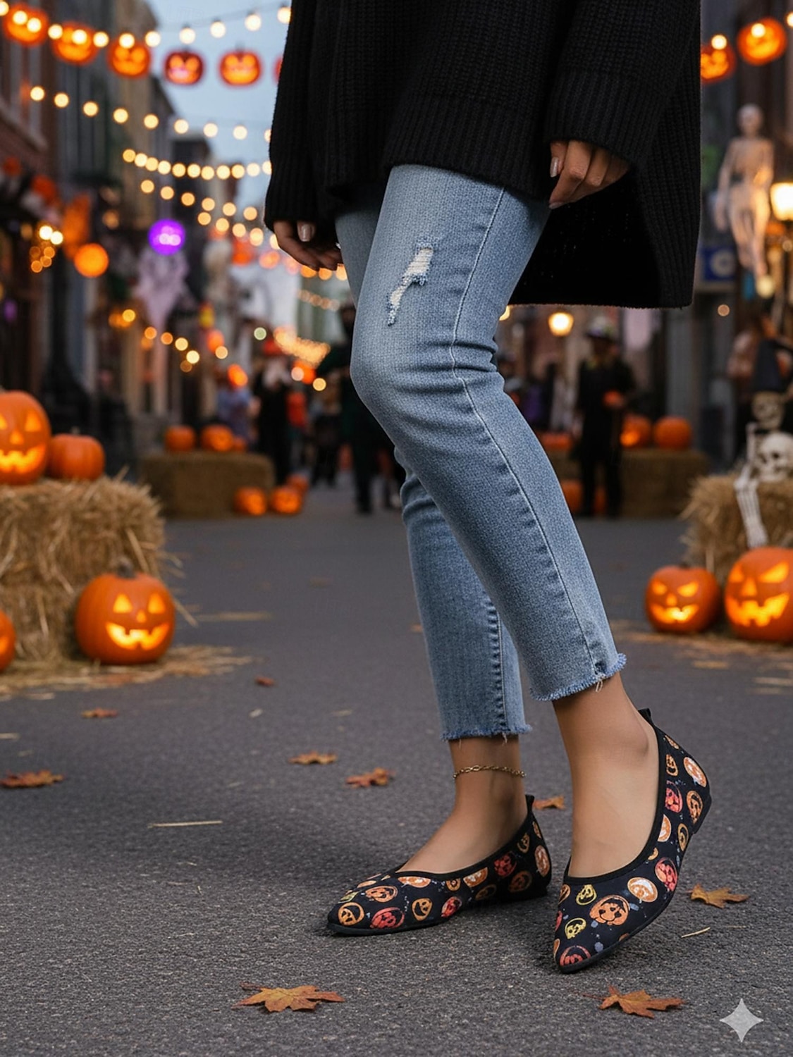 Dámské lehké dýňové balerínky se špičatou špičkou - nazouvací halloweenské boty pro slavnostní podzimní outfity a každodenní pohodlí 2025 - $18.99 –P1