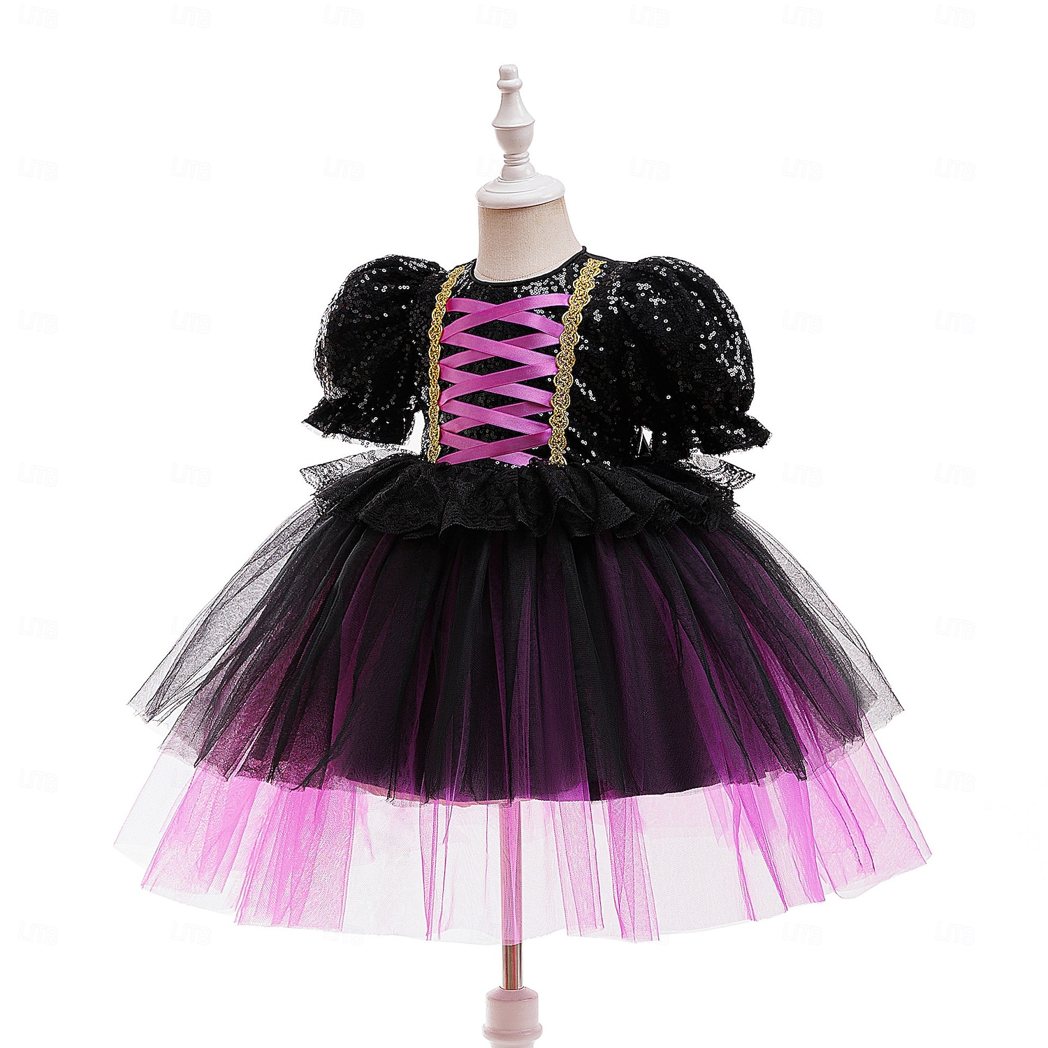 Lapset Tyttöjen Juhlamekko Yhtenäinen väri Lyhythihainen Erikoistilaisuus Halloween juhla Halloween Custom Makea Polyesteri Kesä Kevät Syksy lapset Purppura 2025 - $43.99 –P3