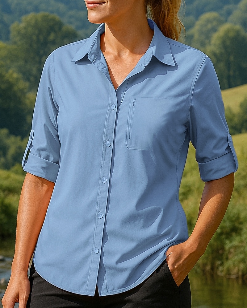 Per donna Maglietta informale cima dell'escursionismo Manica Lunga Collo ripiegato Top Esterno Traspirante Primavera Autunno Poliestere Bianco Rosa Verde militare Tennis Golf Corsa del 2026 a $24.99 –P4