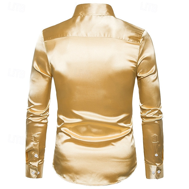 Per uomo Camicia Come la seta Camicia in raso Camicia elegante Camicia casual Camicia con Bottoni Semplice Formale Affari Nero Bianco Giallo Rosa Manica Lunga Bavero Primavera & Autunno Tutte le del 2025 a $21.99 –P11