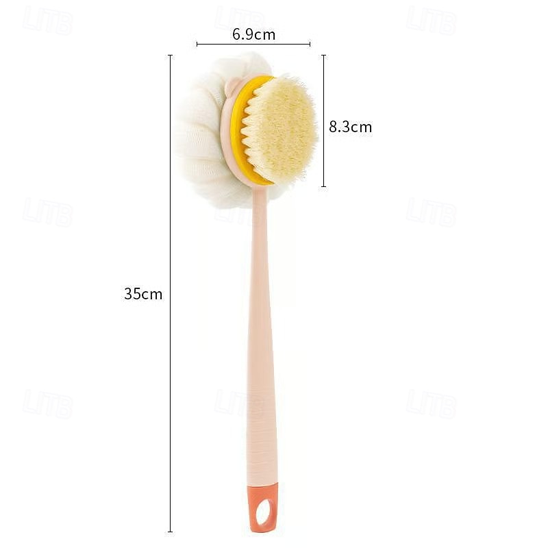 Esfoliante de banho 2 em 1 e escova para as costas, cabo extra longo, cerdas macias, esfoliante de chuveiro, escova corporal com duas cabeças, itens essenciais para cuidados suaves com a pele no de 2025 por $6.99 –P9